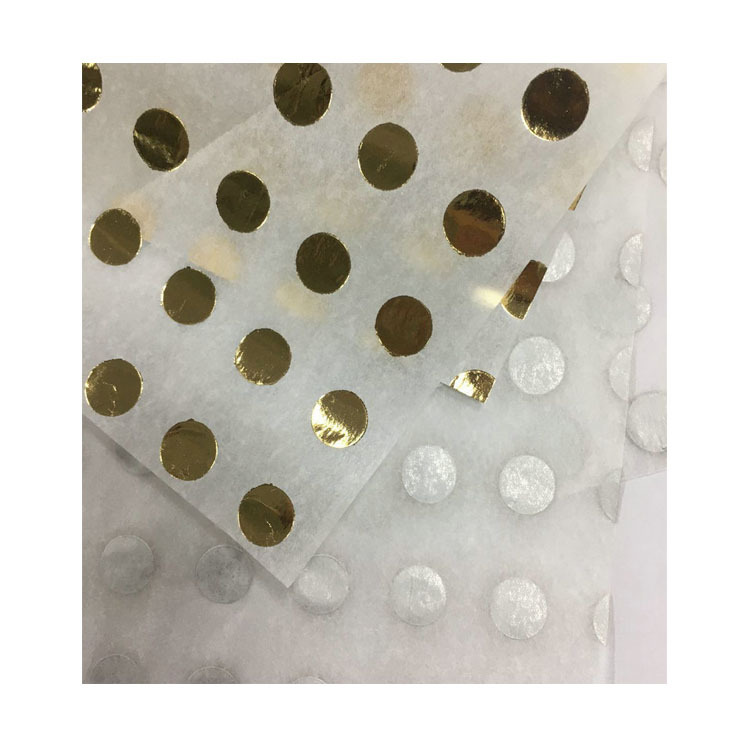 厂家印刷小波点雪梨纸 波点纸巾金箔圆点拷贝纸 金属包装纸17g