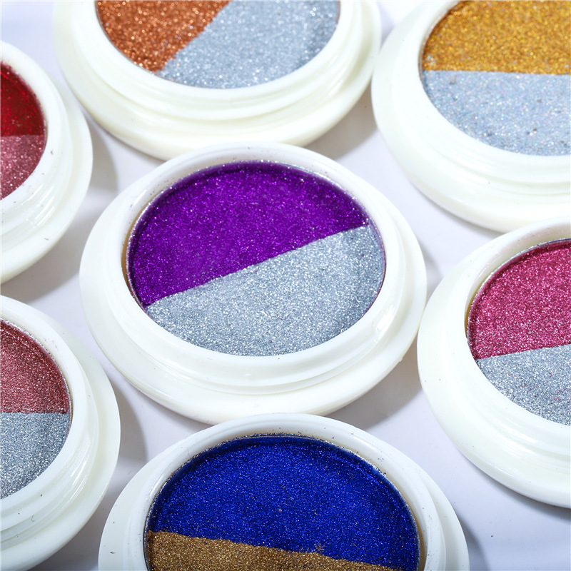 Transfronterizo manicura popular polvo de espejo mágico sólido de dos colores polvo de láser de dos colores polvo de oro de titanio súper brillante espejo harina 12 colores