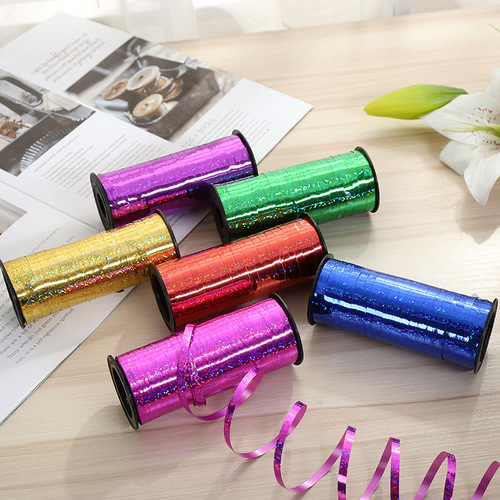 Wholesale long cylindrical colored ribbons 100 yards laser ribbons wedding celebration wedding decoration supplies balloon tying ribbons balloon ribbons