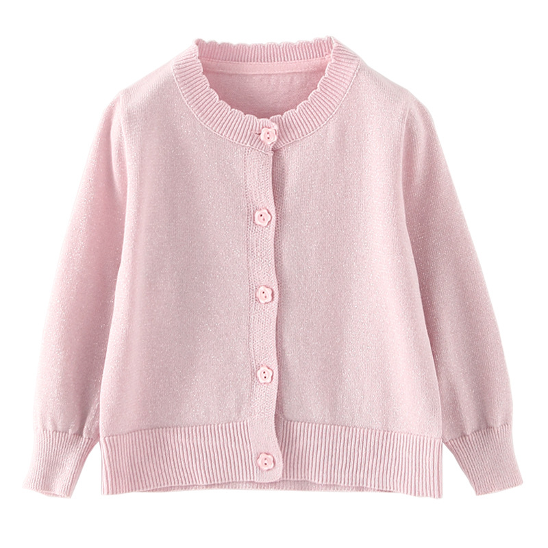 Verano nuevo estilo coreano de los niños oro y plata línea color sólido fino protector solar aire acondicionado camisa niñas punto cardigan al por mayor