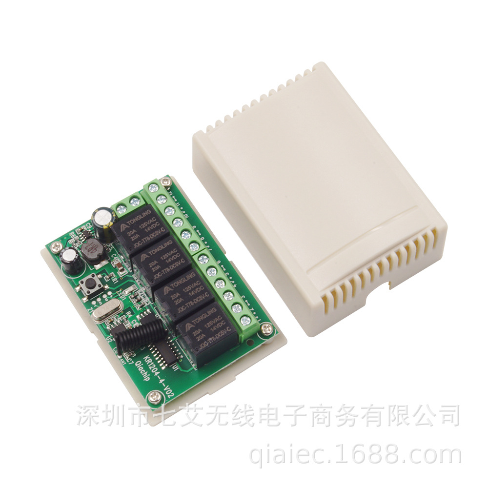 DC12/24V Four-Channel Wireless Switch 433MHz Receiver for Gate, Roller Shutter, and Retractable Door Tail Plate Remote Switch