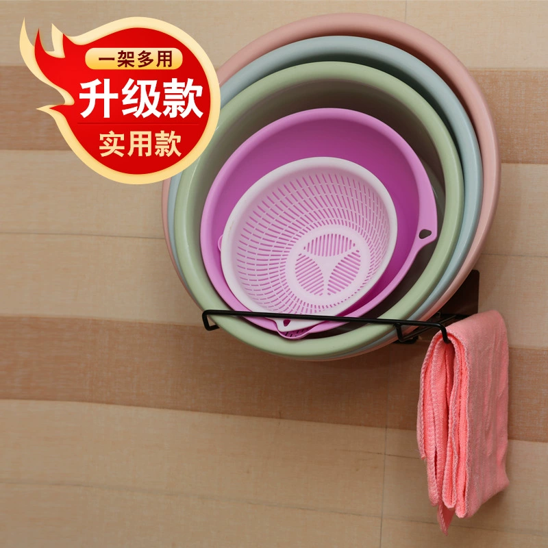 Подвесная стойка без перфорации Настенная подставка из кованого железа Стеллаж для хранения ванной комнаты Крепкий крючок Кухонный крючок Стеллаж для хранения