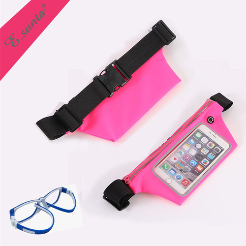 Outdoor thin and light sports waterproof phone bag with PVC screen touchable phone pouch running waist bag factory wholesale