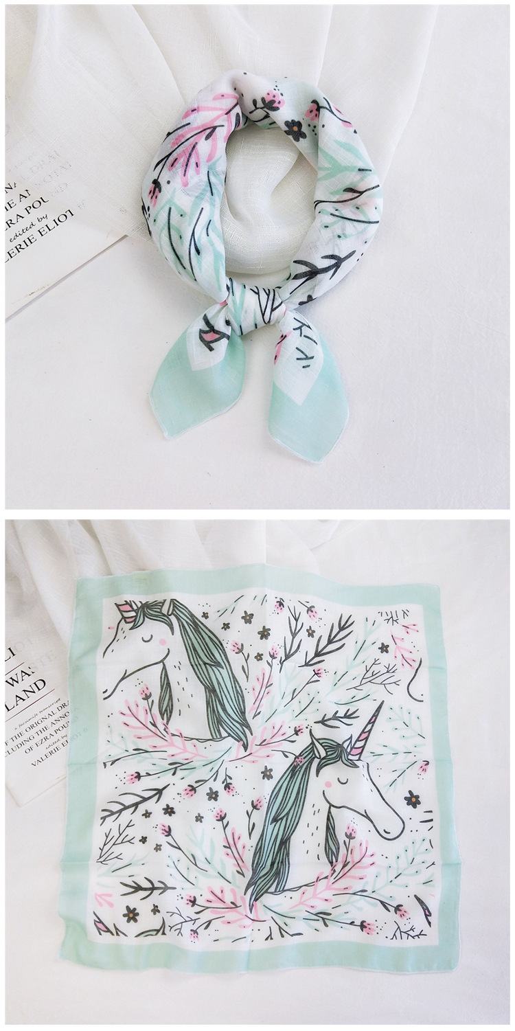 50g Weight Silk Scarf Classification Travel Occasion Unisex Gender Printing Design Sweet Style Grey&Pink, Grey, White, Purple, Green, Blue, Camel, Yellow, Black Color Cotton Linen Small Square Scarf 8