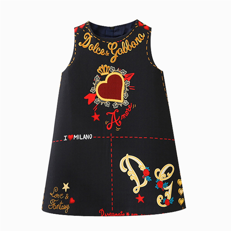 2022 nueva falda para niños falda de amor para niñas Vestido de estilo europeo y americano falda de chaleco sin mangas estilo occidental ropa para niños de comercio exterior