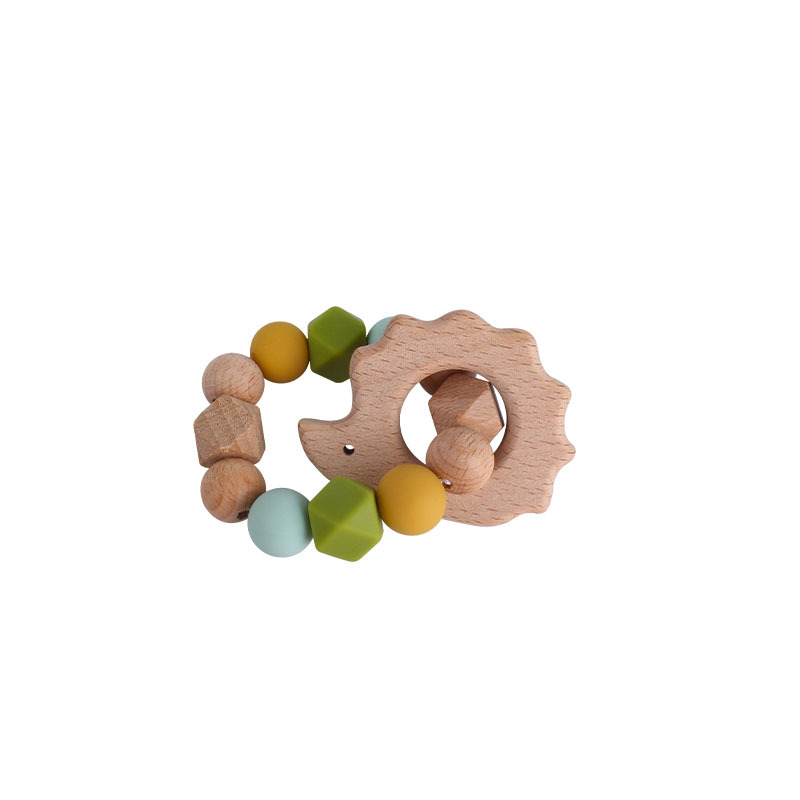 Bebé DIY creativo haya Animal de la historieta juguete mordedor pulsera nuevo gato cuentas silicona teether stick teether