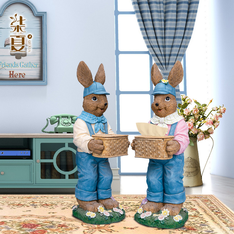 树脂工艺品仿真兔子摆件户外园林庭院创意家居落地欧式装饰品