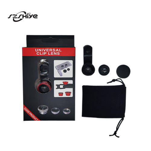 Mobile phone fisheye lens three-in-one mobile phone lens magnifying glass fisheye wide-angle macro Selfie fisheye three-in-one