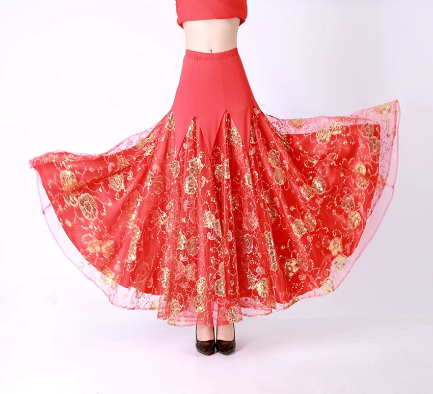 Юбка для современных танцев Платье для бальных танцев Вальс Большое качели Платье для выступлений Танцевальное платье