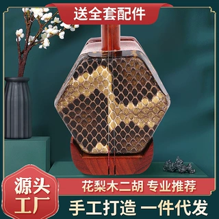 红檀二胡花梨木黑酸枝民族乐器龙头素杆六角二胡厂家批发
