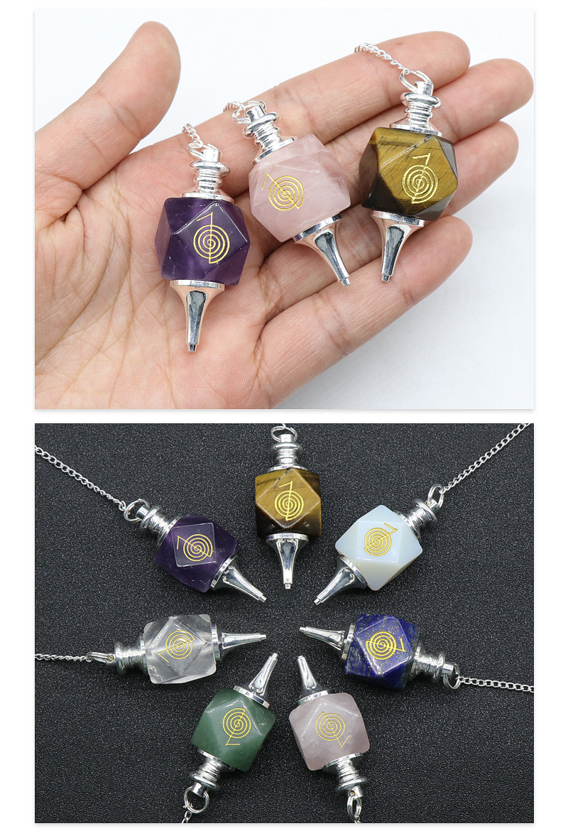 chakela amethyst powder crystal spirit pendulum green gold tiger eye stone healing necklace