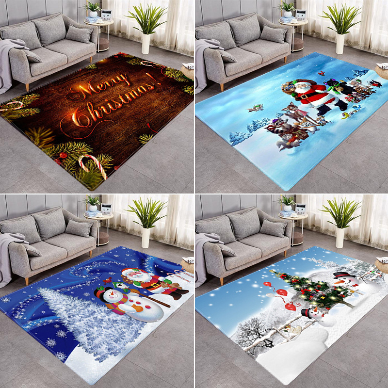 家居客厅沙发毯 圣诞节3D印花地垫地毯 卧室床边满铺水晶绒地毯