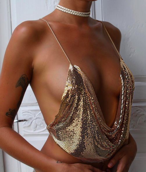 Loose Fit Deep V Crop Top - Detail View