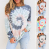 9613#2020 new pattern tie-dyed printing Europe and America Sweater Amazon Foreign trade T-shirts Long sleeve Easy jacket