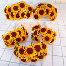 婚庆礼盒小花手工DIY配件喜糖盒饰花 仿真小太阳花向日葵纸花配件