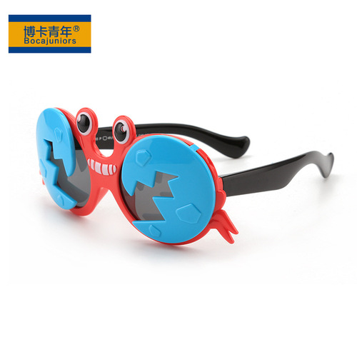 2024 New Children's Sunglasses Cartoon Crab Shape Polarized Sunglasses Children's Glasses Direct Supply from Manufacturer 8265