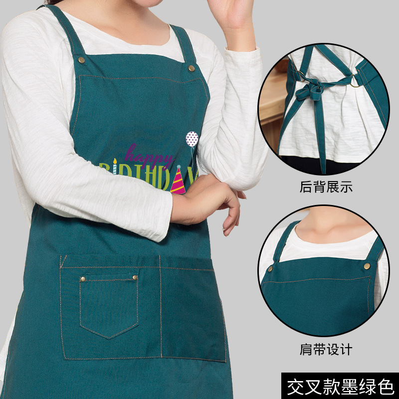 Moda coreana lienzo delantal imprimible logo leche té postre tienda de café cake shop hornear manicura trabajo