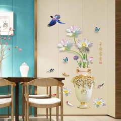 Hui Zhi Cai SK9373 Chinese-style Clear Lotus Pathway Wallpaper for Bedroom, Dining Room, and Living Room TV Background