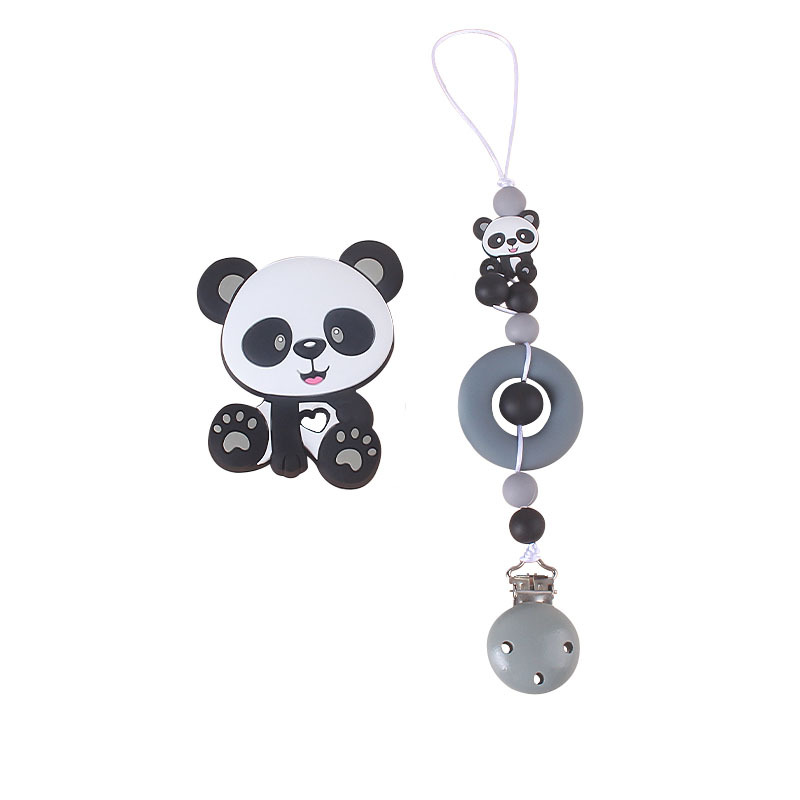 DIY bebé chupete anillo de goma Panda de silicona perlas Cadena de pezón cadena anti-caída AliExpress Amazon Venta caliente