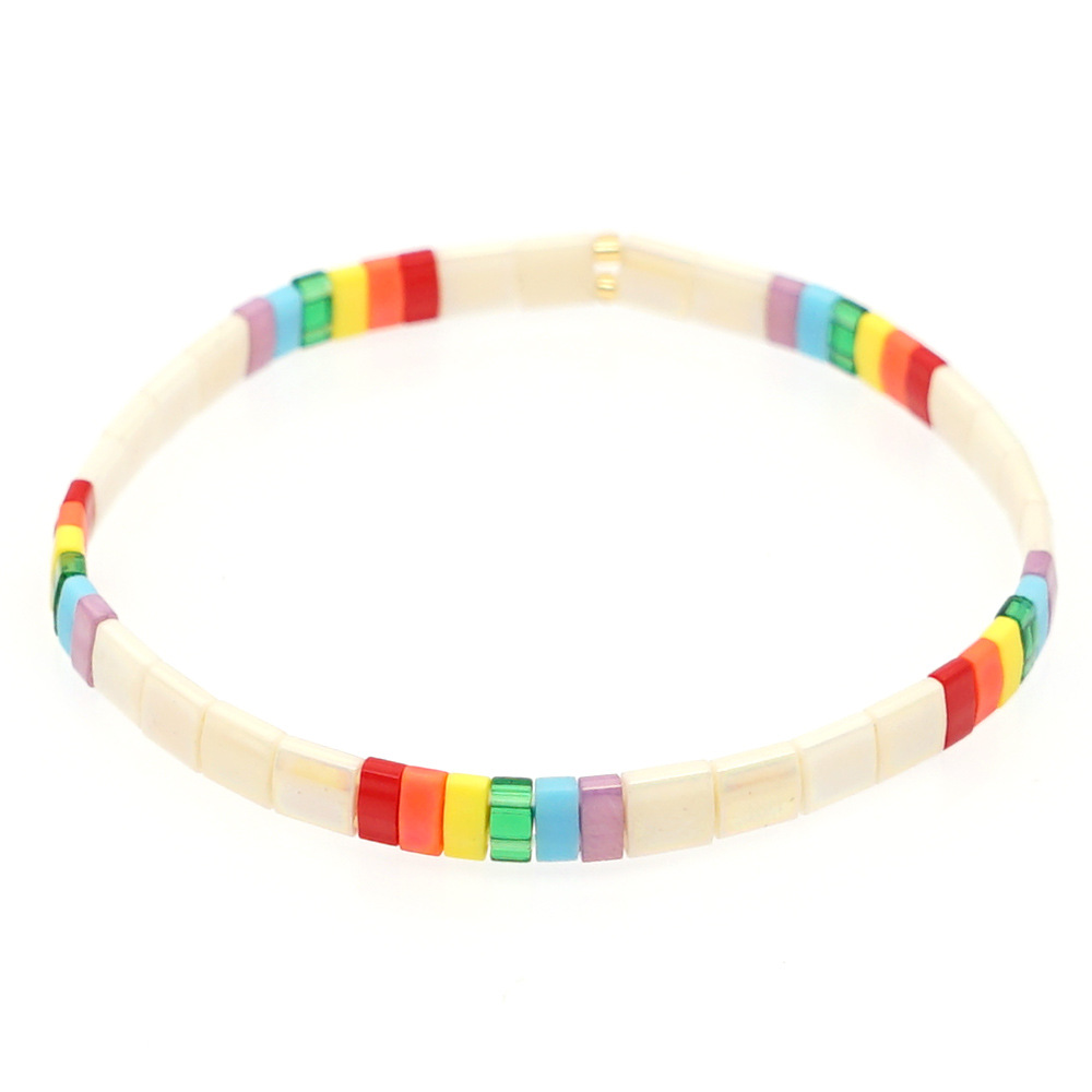 Neue Kontrastfarbe Regenbogen Anzug Perlen Handbesetztes Armband display picture 3