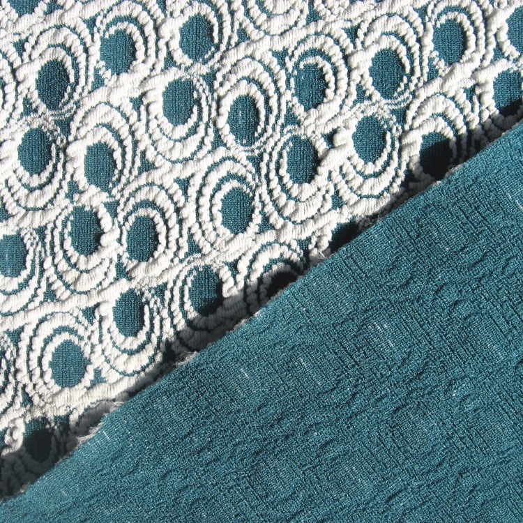 阳离子弹力提花双面布牛肚布针织涤纶阳离子3D空气层提花起泡泡布