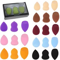 Makeup sponge set, 3-piece water-drop & gourd shapes, non-latex, expands when wet
