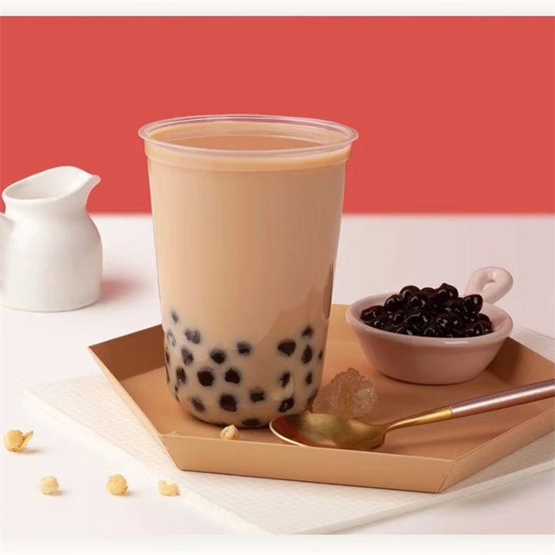 PP材质网红一次性U形塑料杯脏脏茶奶茶杯 定制外卖打包防漏注塑盖|ms