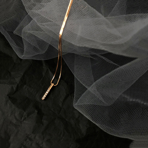 s925 sterling silver long geometric necklace women's Korean style clavicle chain simple and generous internet celebrity temperament personality student fresh