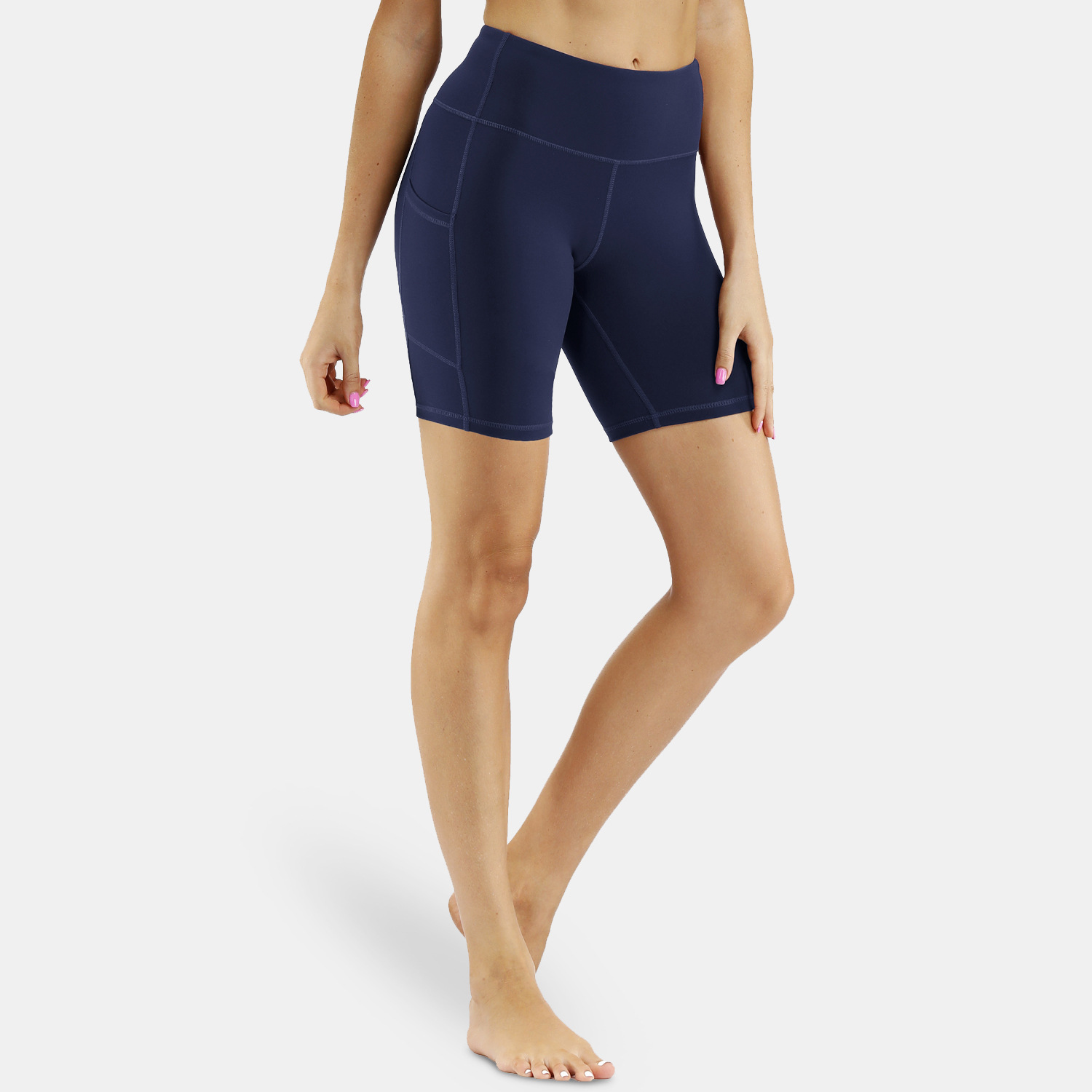 2020新款撞色短裤女士跑步运动健身透气瑜伽裤弹力拼色高腰五分裤