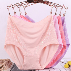 Bamboo fiber high waist large size underwear for women wholesale lace modal summer loose high elastic pants for women