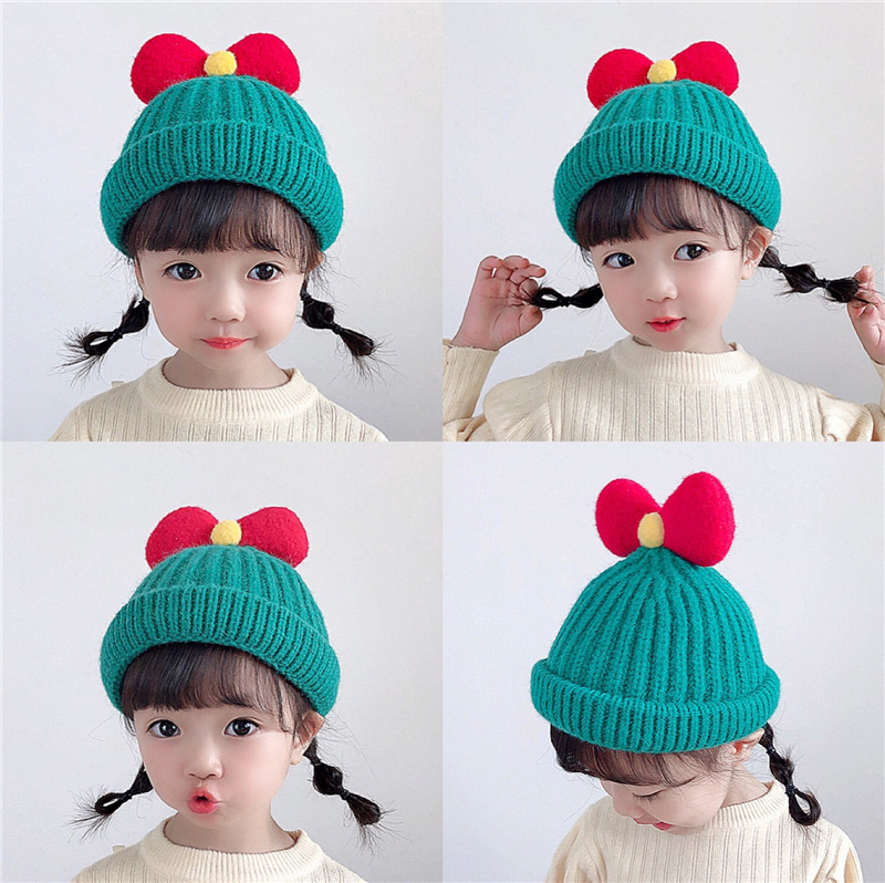 Autumn and winter baby knitting Skullcap keep warm princess Ears keep warm Wool cap children Sets of headgear leisure time