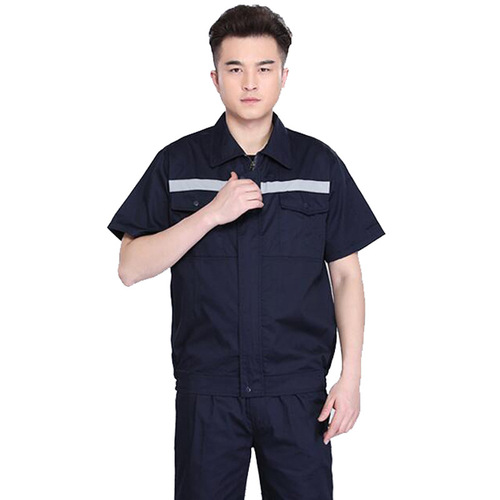 Semi-technical DS short-sleeved reflective strip work clothes suit tops for men and women, factory workshop auto repair labor protection clothing