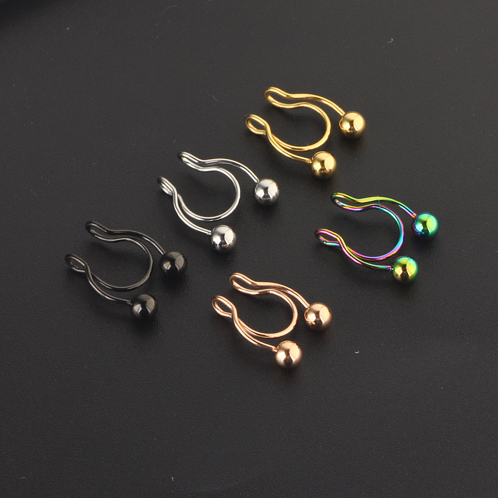 Mixed Color Stainless Steel Nose Ring Set - 15 Pieces Cartoon Cute Nose Clip Jewelry Wholesale detail image 7