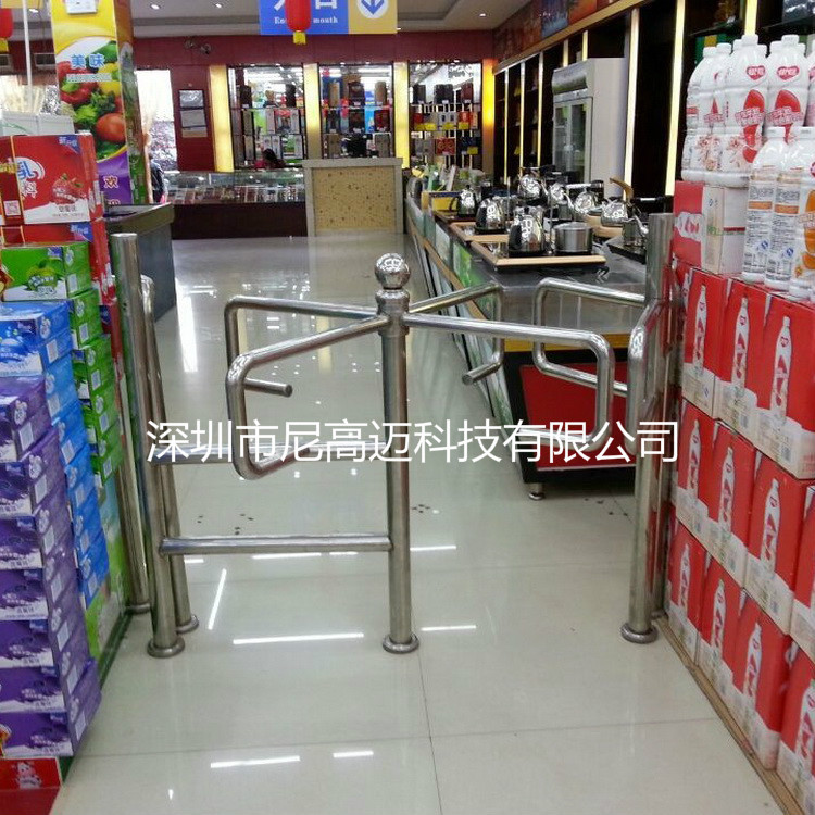 商场通道转闸限行管理单限门禁手动半高单向十字型转闸出入口控制