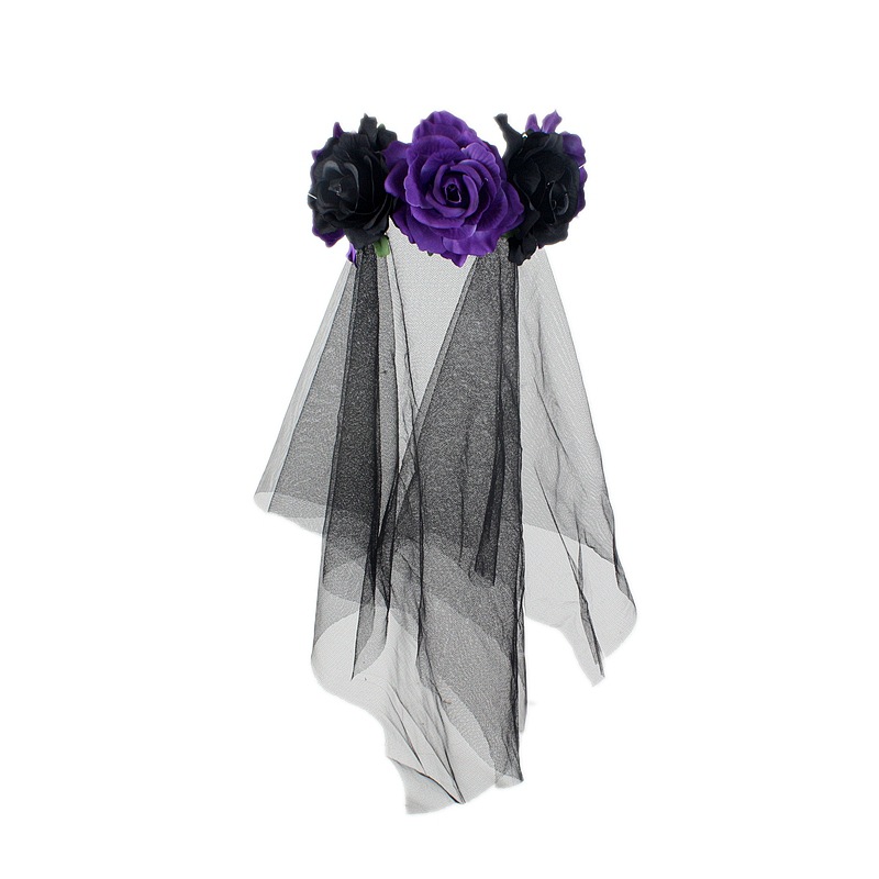 5朵富贵玫网纱发箍 8003