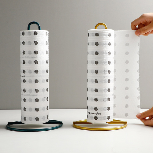 Paper towel holder Nordic gold storage rack wrought iron dining table kitchen plastic wrap storage roll paper holder desktop oil-absorbing paper holder