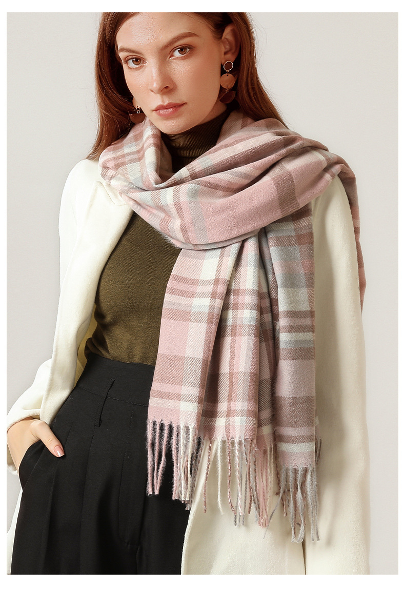 Women's Elegant Plaid Tassel Polyester Printing Winter Scarves display picture 3