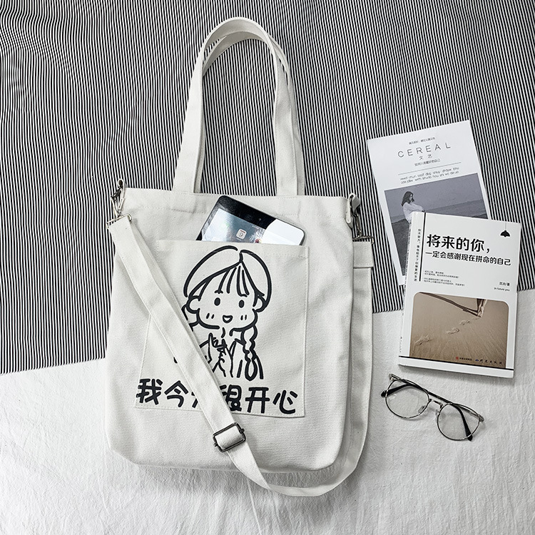 Bolso de lona femenino crossbody estudiante japonés versátil coreano Harajuku ulzzang chica ins hombro bolsa de mensajero de lona