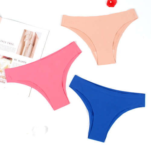 Yoga Seamless Sports and Fitness Panties Low Waist Women's Sexy One Piece Seamless Ice Silk Briefs Pure Cotton Crotch