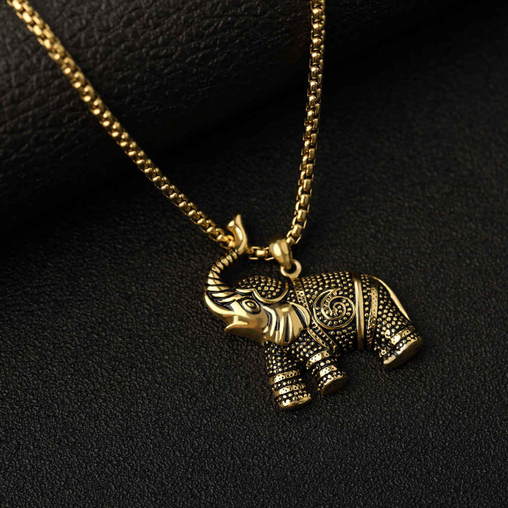 Simple Steel Elephant Pendant Necklace display picture 5