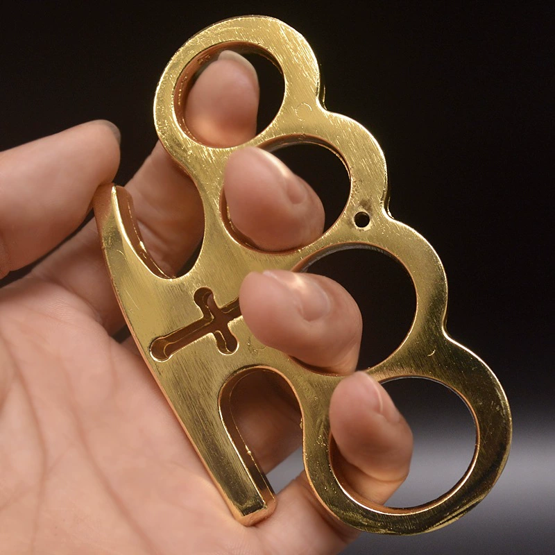 Перекрещенный четырехпальцевый пряжка (Cross) стальная самозащита сустав пальца, 58×73×11.5 мм, черный/серебристый/золотой
