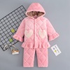 Defective Handle children Flannel pajamas suit three layers thickening Cotton clip Coral Home Furnishings winter