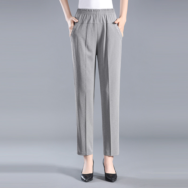 Middle-Aged and Elderly Women's Casual Pants Thin Summer Cropped Pants ...