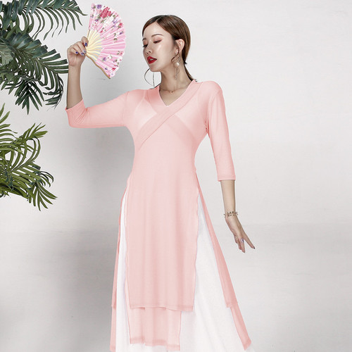 Fairy Hanfu chinese folk dance dresses classical wide-legged pants uniforms square dance Oriental classical umbrella fan dance acrobatics clothing 