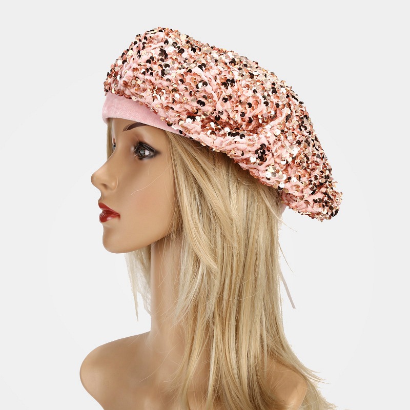 Women's Retro Lady Colorful Sequins Eaveless Beret Hat display picture 2