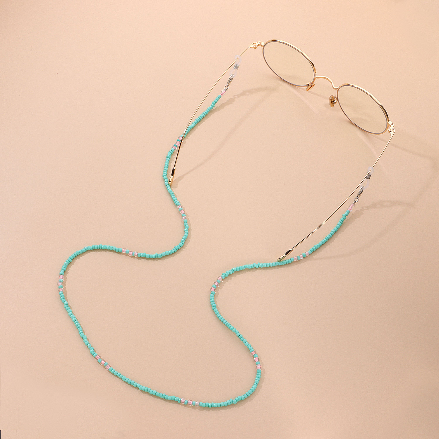 欧美跨境饰品 热卖透明米珠眼镜链女 时尚两用口罩防抖链条固定器