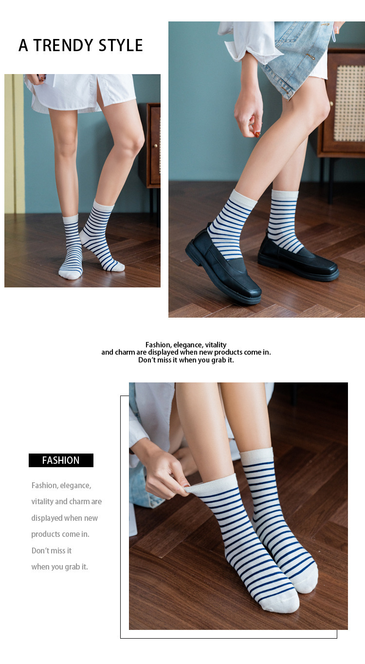 Fashion Blue Plaid Middle Tube Socks Wholesale Nihaojewelry display picture 1