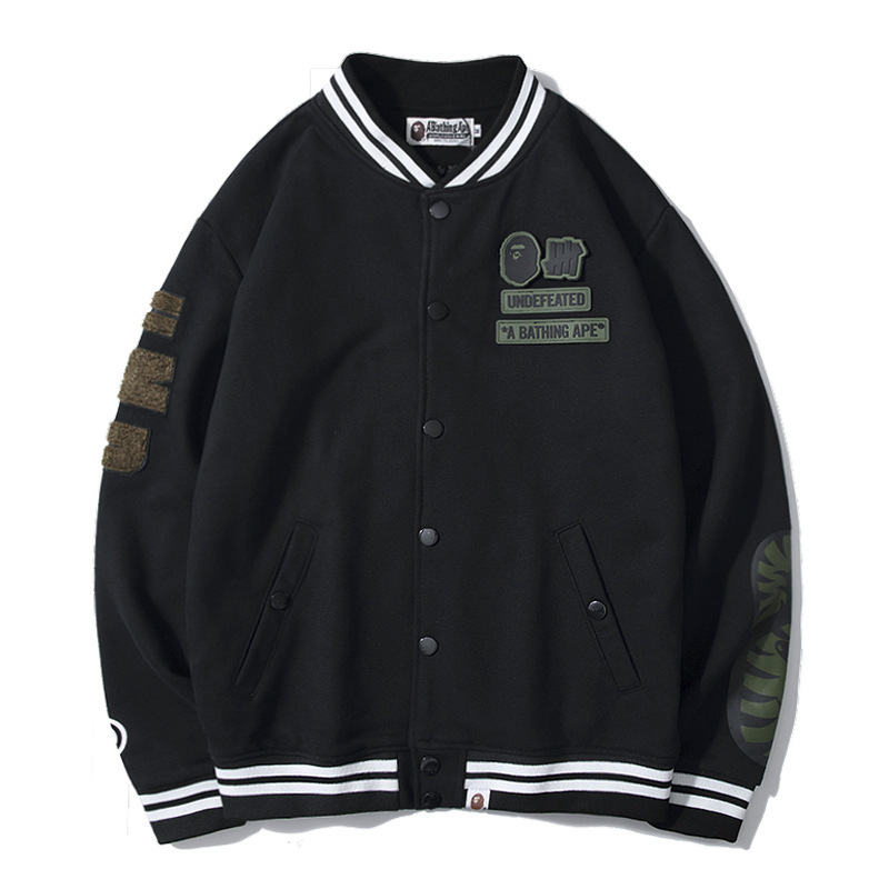 秋冬新款男士休闲魔术贴印花棒球衫外套|ms