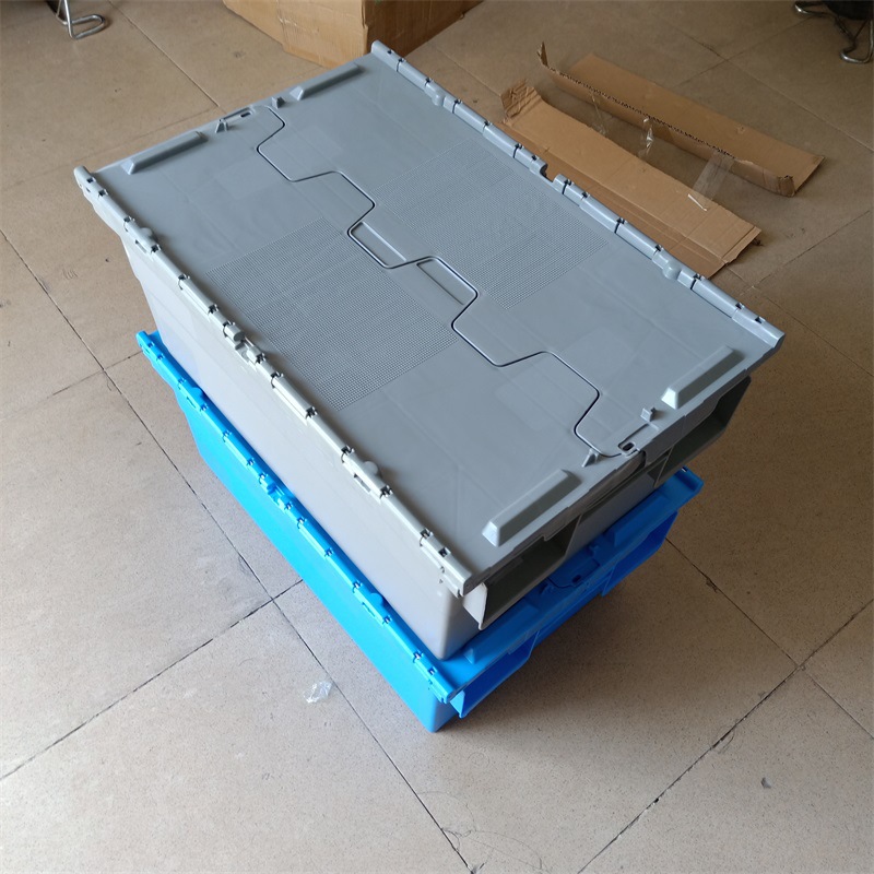供应四川斜插式翻盖物流周转箱灰色医药配送运输箱600*400*415