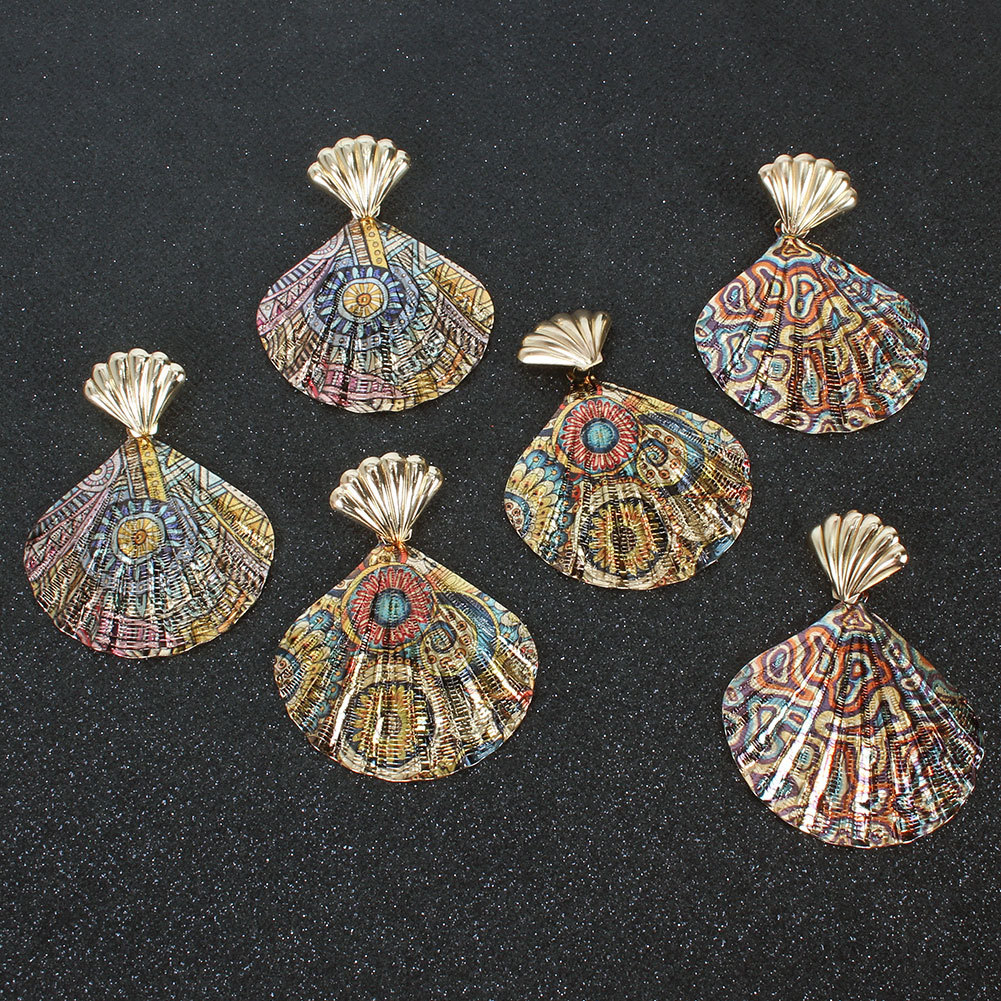 Exaggerated Leopard Print Shell-shaped Earrings display picture 6